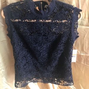 Nanette Lepore Navy Lace Blouse